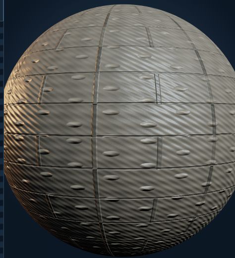 Three-dimensional sphere preview using the generated brick normal map and PBR textures